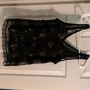 Flowered cami with lace tank overlay